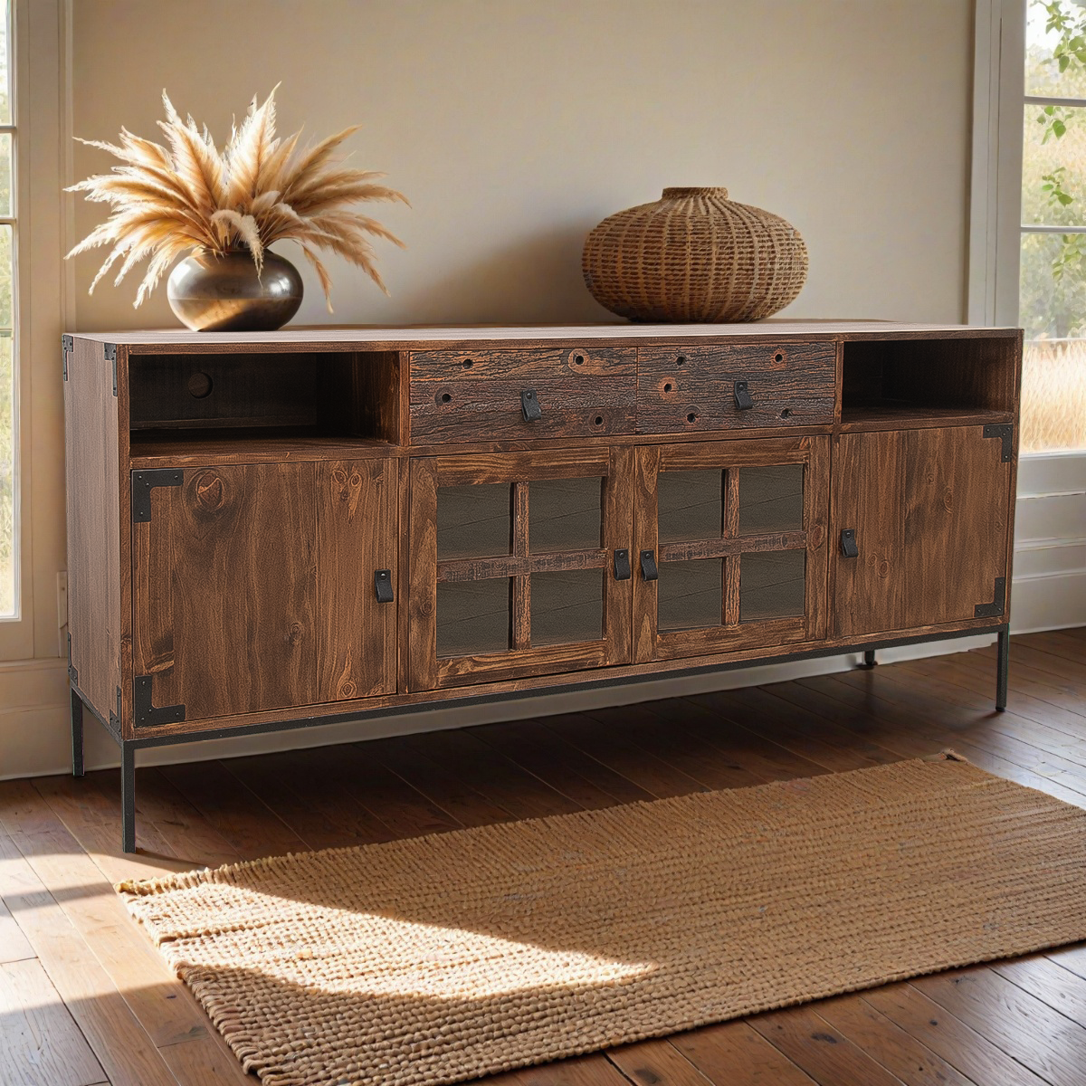 Lakeshore Walnut TV Stand - 7 Foot