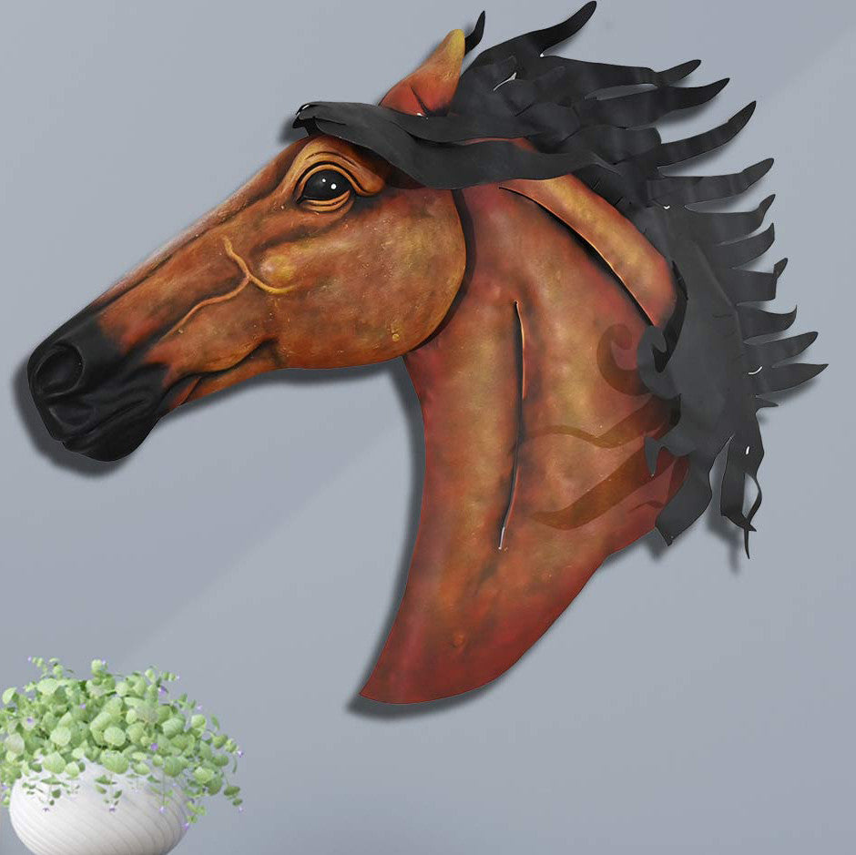 Majestic Bronco Metal Wall Bust