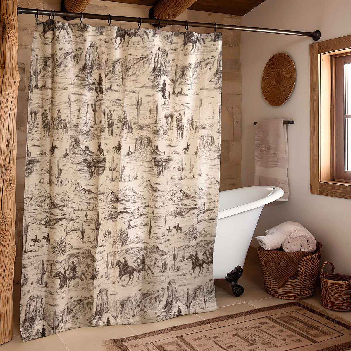 Ranch Hand Toile Western Shower Curtain