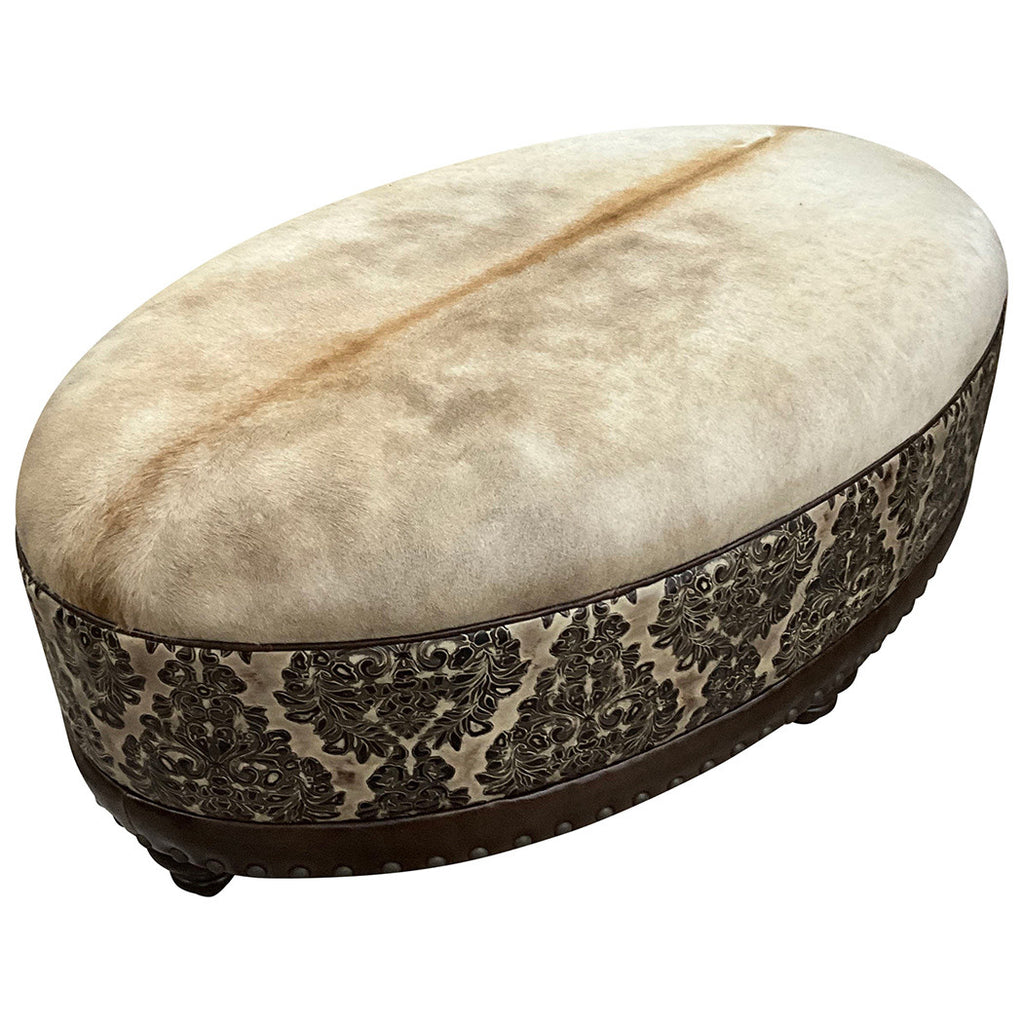 Silverton Cowhide Oval Ottoman