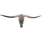 Authentic Longhorn Skull with Brindle Cowhide & Jade Glass