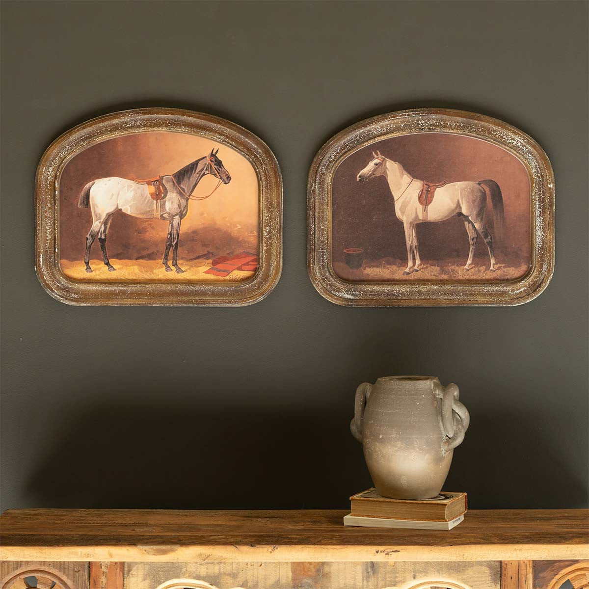 Framed Equine Antique Wall Art - Set of 2