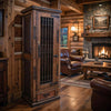 Scouter Wood Storage Cabinet with Tooled Leather Detail