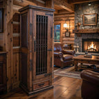 Scouter Wood Storage Cabinet with Tooled Leather Detail