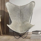 Gray Cowhide Sling Chair