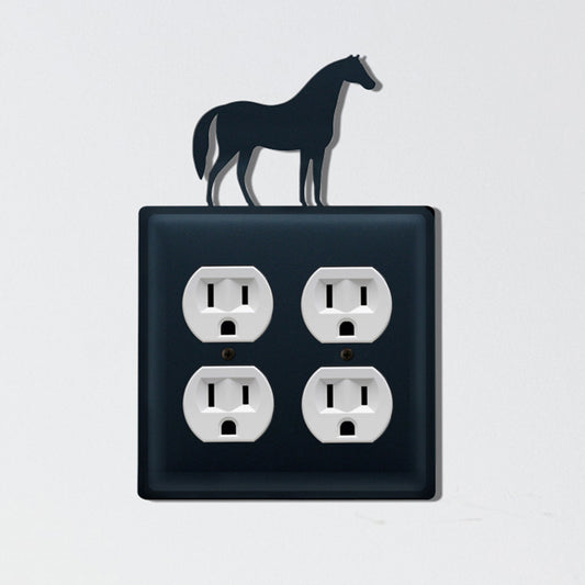Wrought Iron Horse Double Outlet Cover