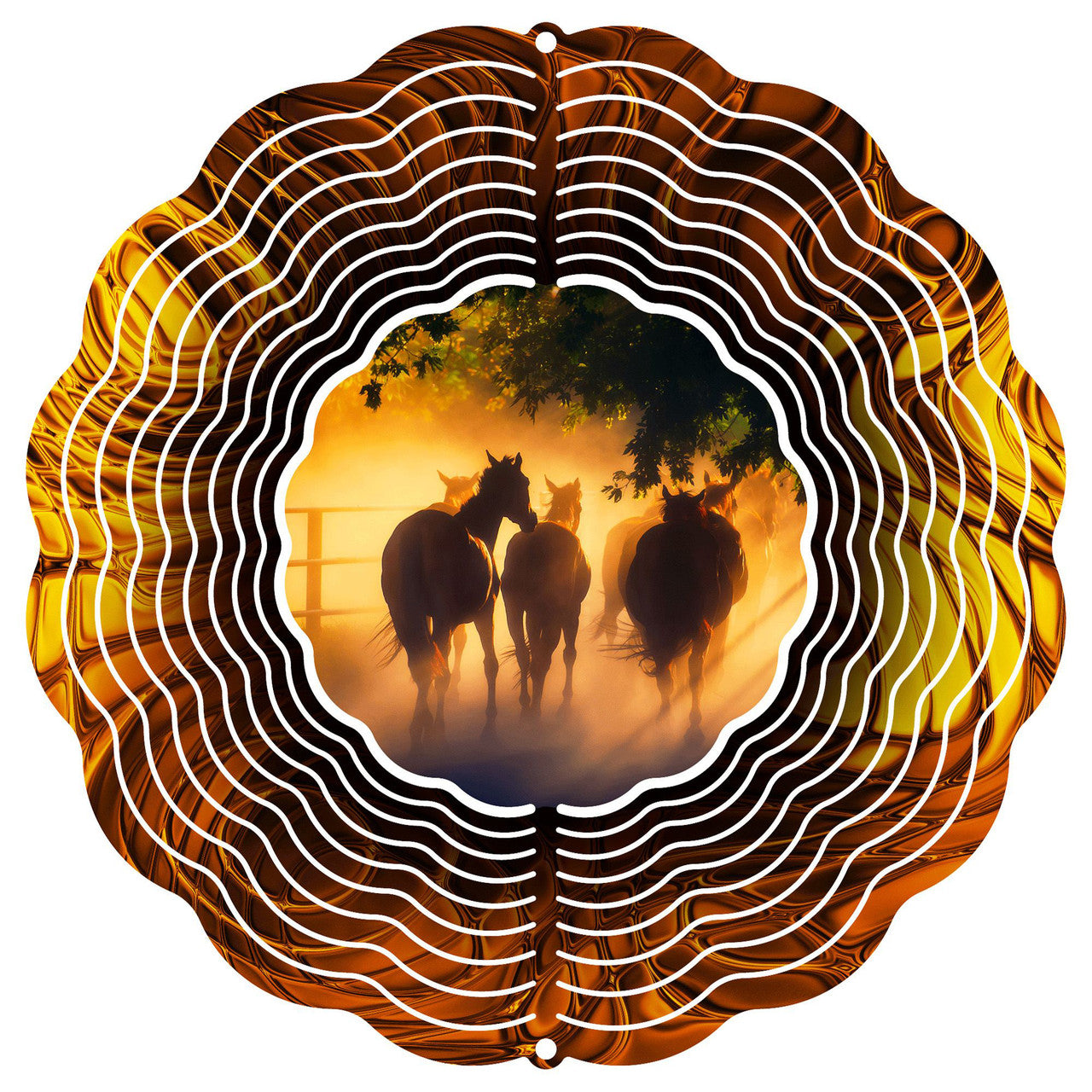 Golden Hour Horses Wind Spinner
