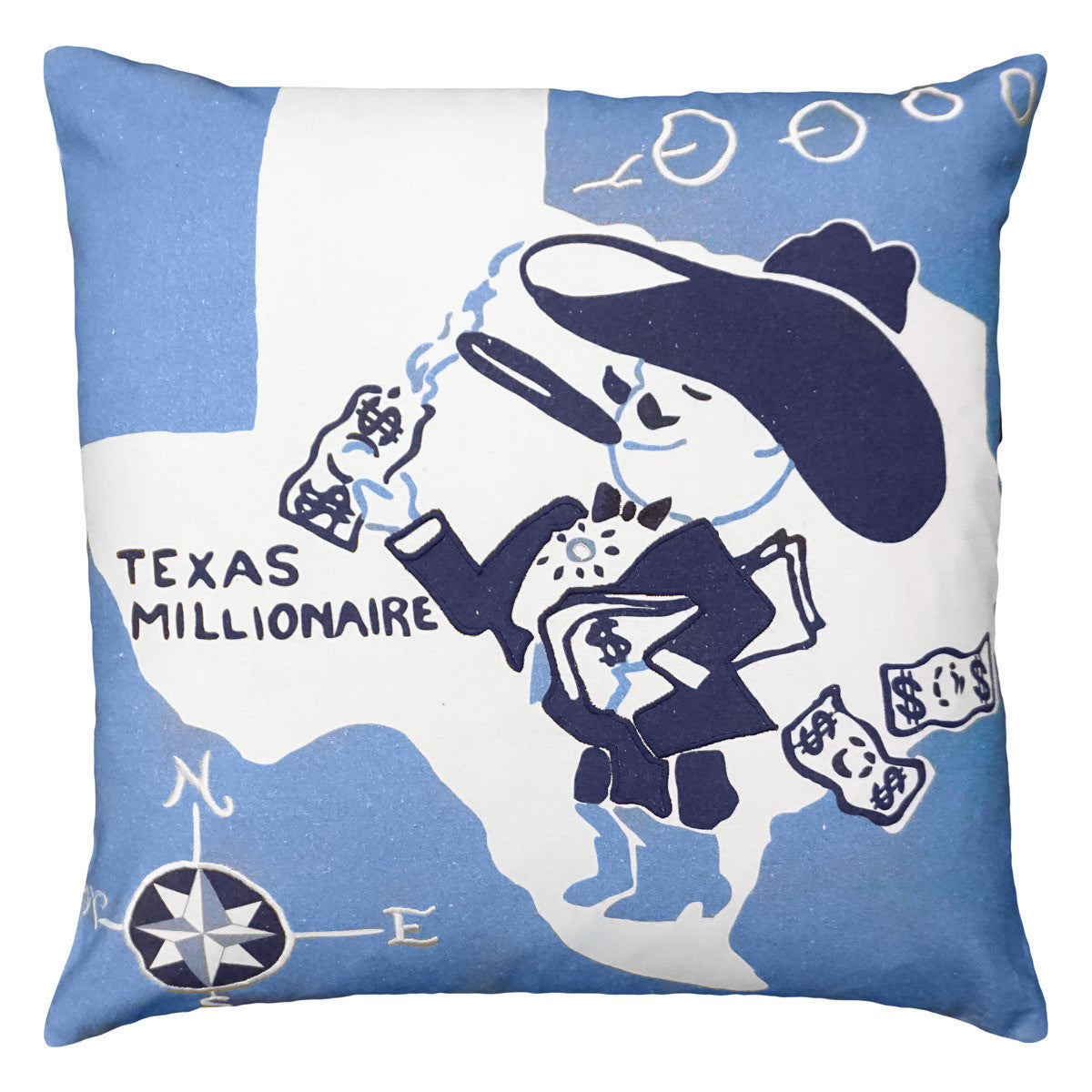 Texas Millionaire Embroidered Pillow