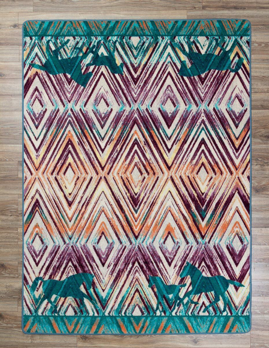 Trotting Horses Rug - 4 x 5