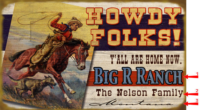 Howdy Horizontal Sign - 23 x 39