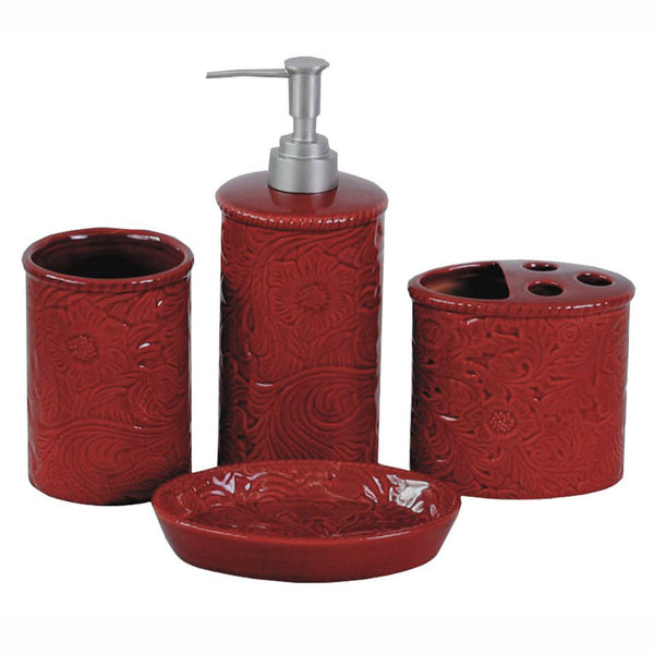 Savannah Crimson Ceramic Bath Set - 4 pcs