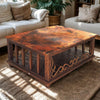 Mercantile Copper Top Coffee Table with Wrought Iron Detail