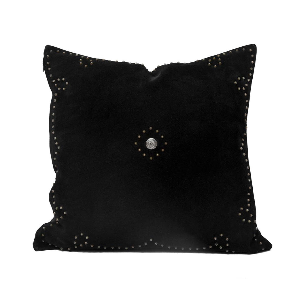 Silver Stud Western Pillow - Black