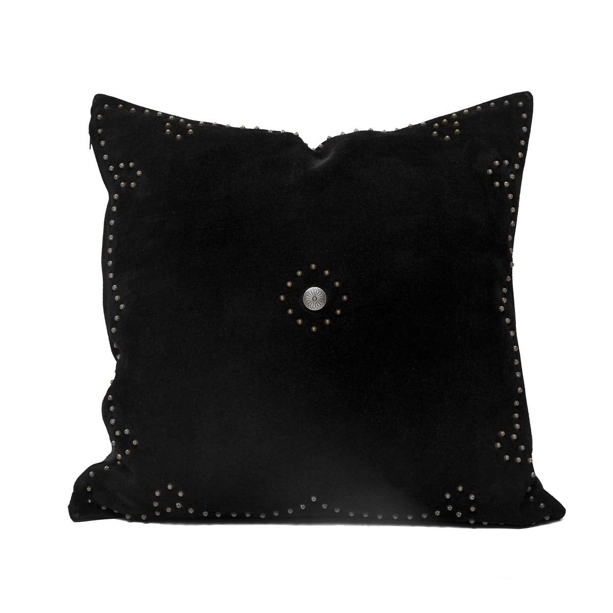 Silver Stud Western Pillow - Black