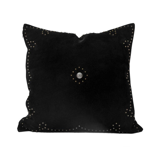 Silver Stud Western Pillow - Black