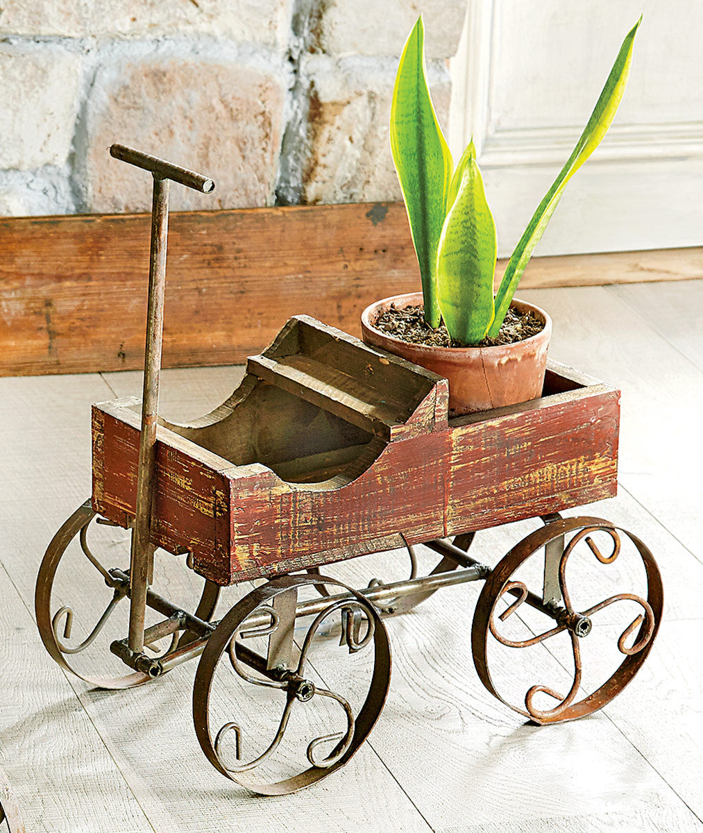 Western Wagon Planter - Red