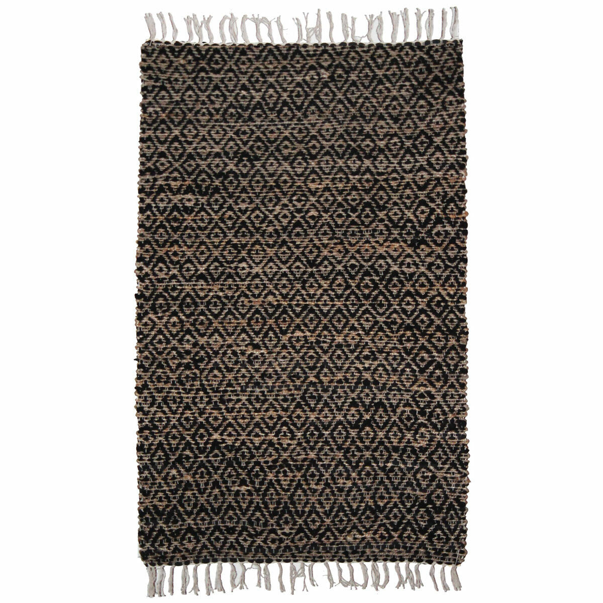 Black Hemp Diamond Rug - 3 x 12