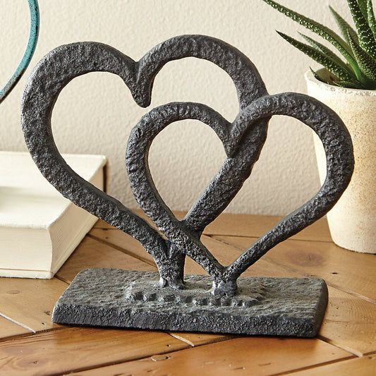 Side by Side Metal Hearts Tabletop Decor