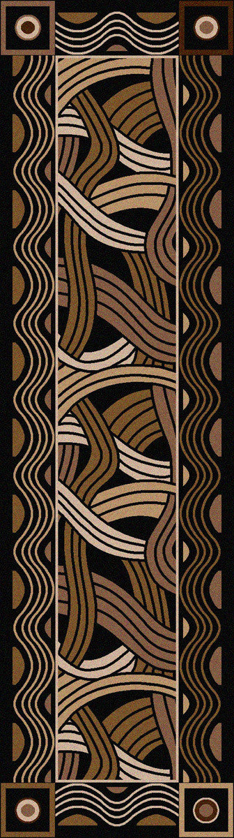 Hand Coiled Black Rug - 2 x 8