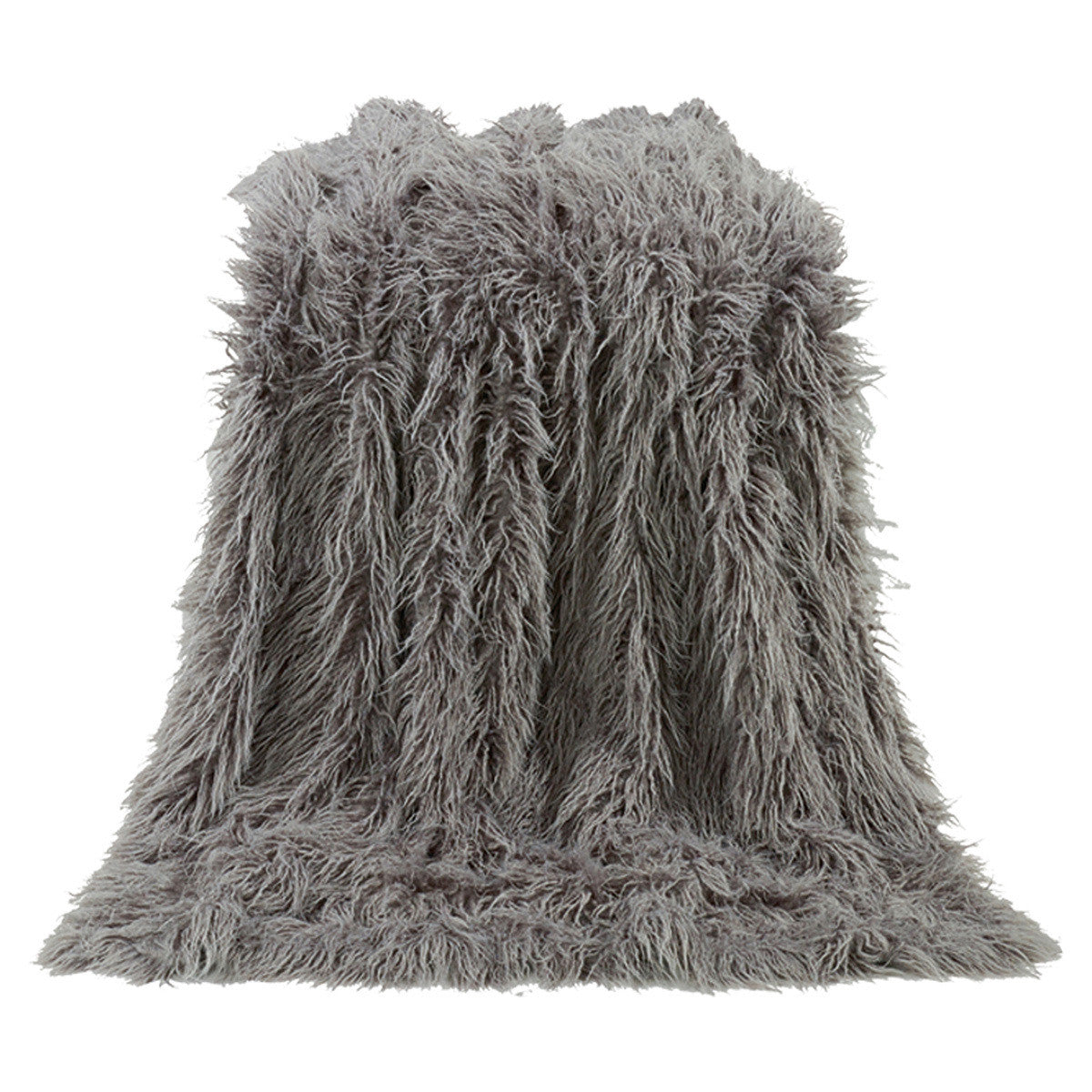 Mongolian Gray Faux Fur Throw - OUT OF STOCK UNTIL 08/24/2026
