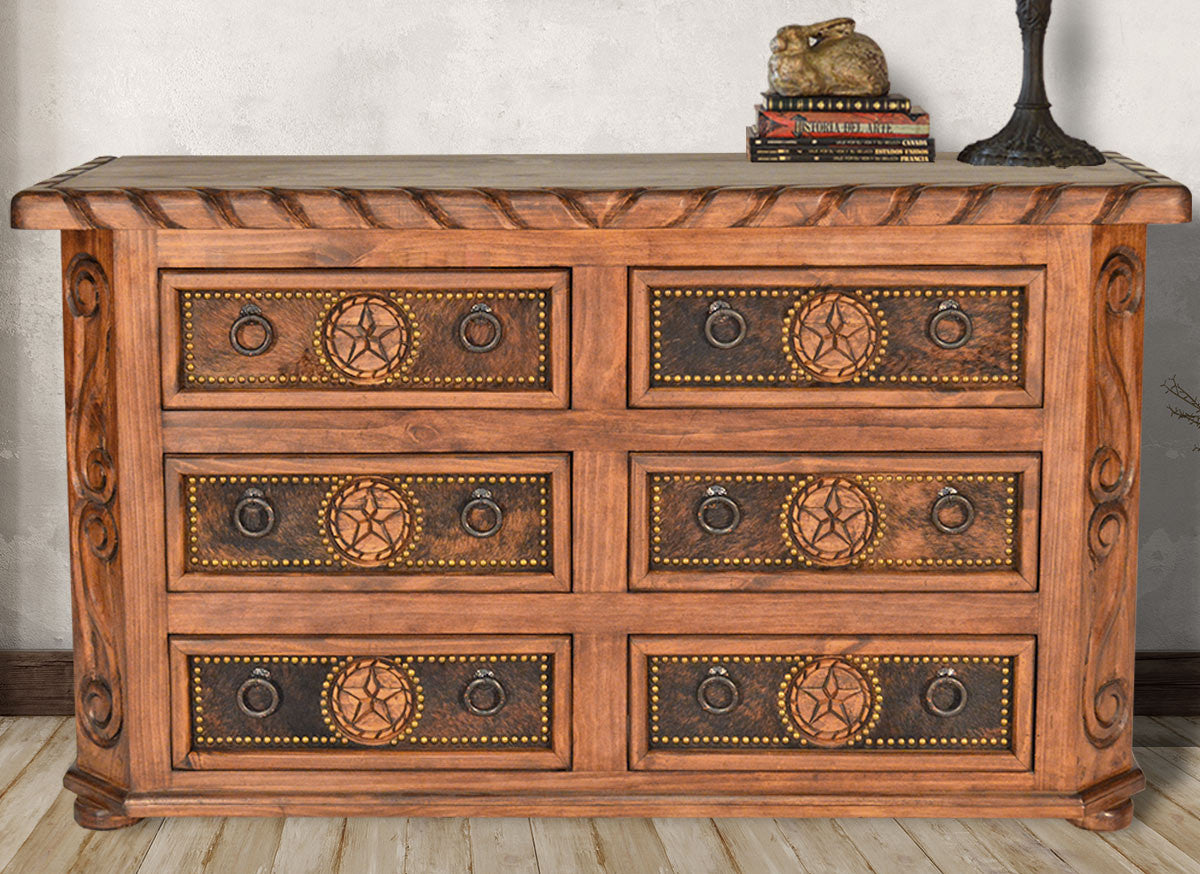 Texas Star Cowhide 6-Drawer Dresser