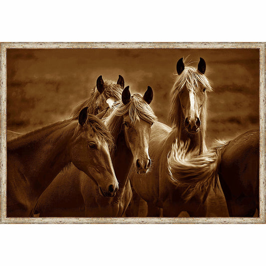 Horse Quartet Framed Canvas