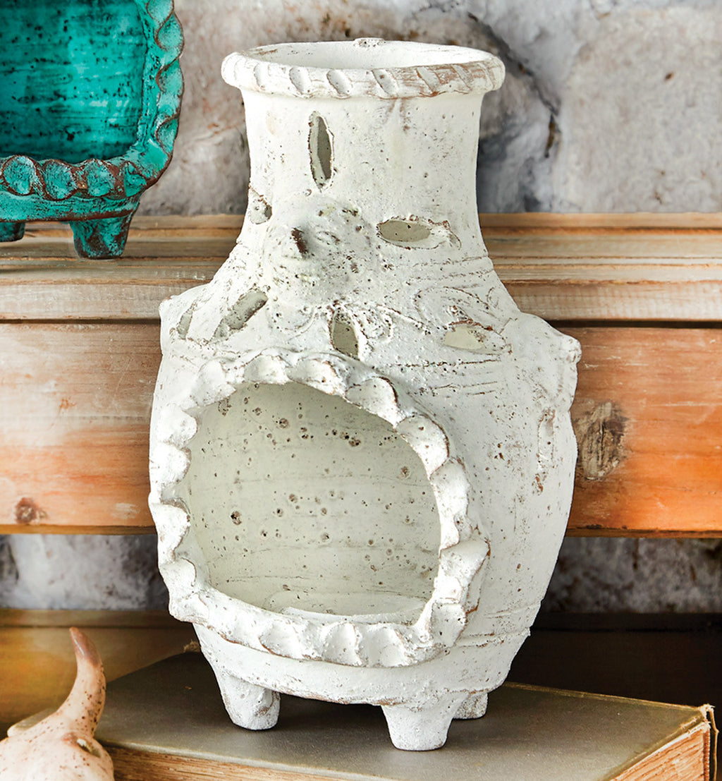 Southwestern Mesa Clay Chimenea - White