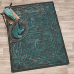Western Boot Stitched Turquoise Rug - 3 x 4