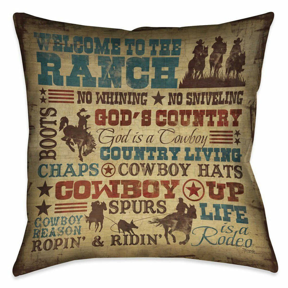 Cowboy Lifestyle 18 x 18 Outdoor Pillow