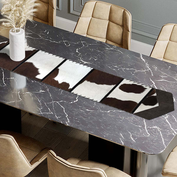 Fringed Ayrshire Cowhide Table Runner - 120 Inch