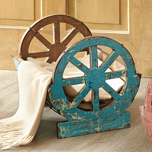 Western Wagon Wheel Turquoise Planter - OVERSTOCK