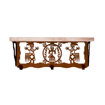 Yei 20 Inch Pine Hook Shelf