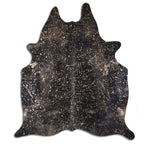 Gold Specked Black Cowhide Rug - Medium
