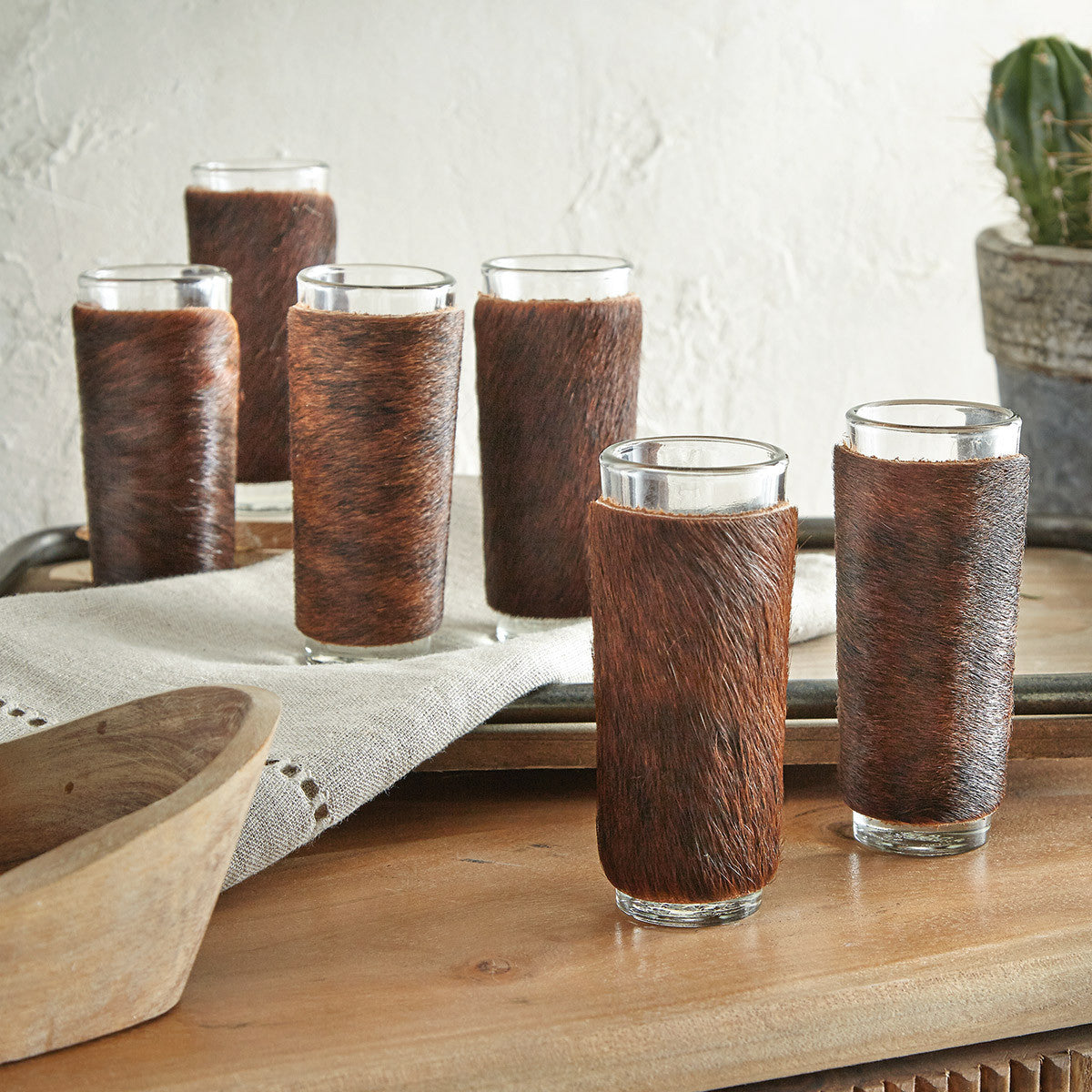 Cowhide Luxe Shot Glasses - Set of 6 - OVERSTOCK