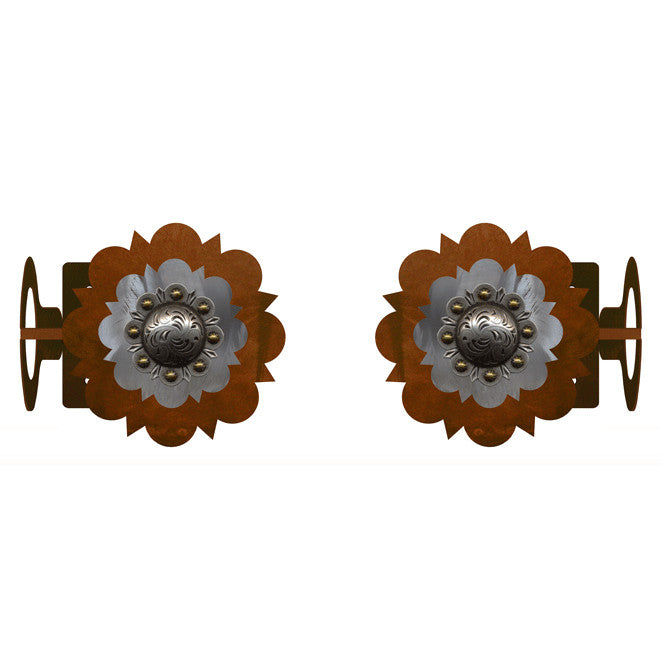 Round Silver Concho Rod Brackets - Set of 2