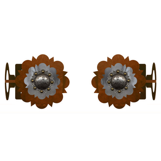 Round Silver Concho Rod Brackets - Set of 2