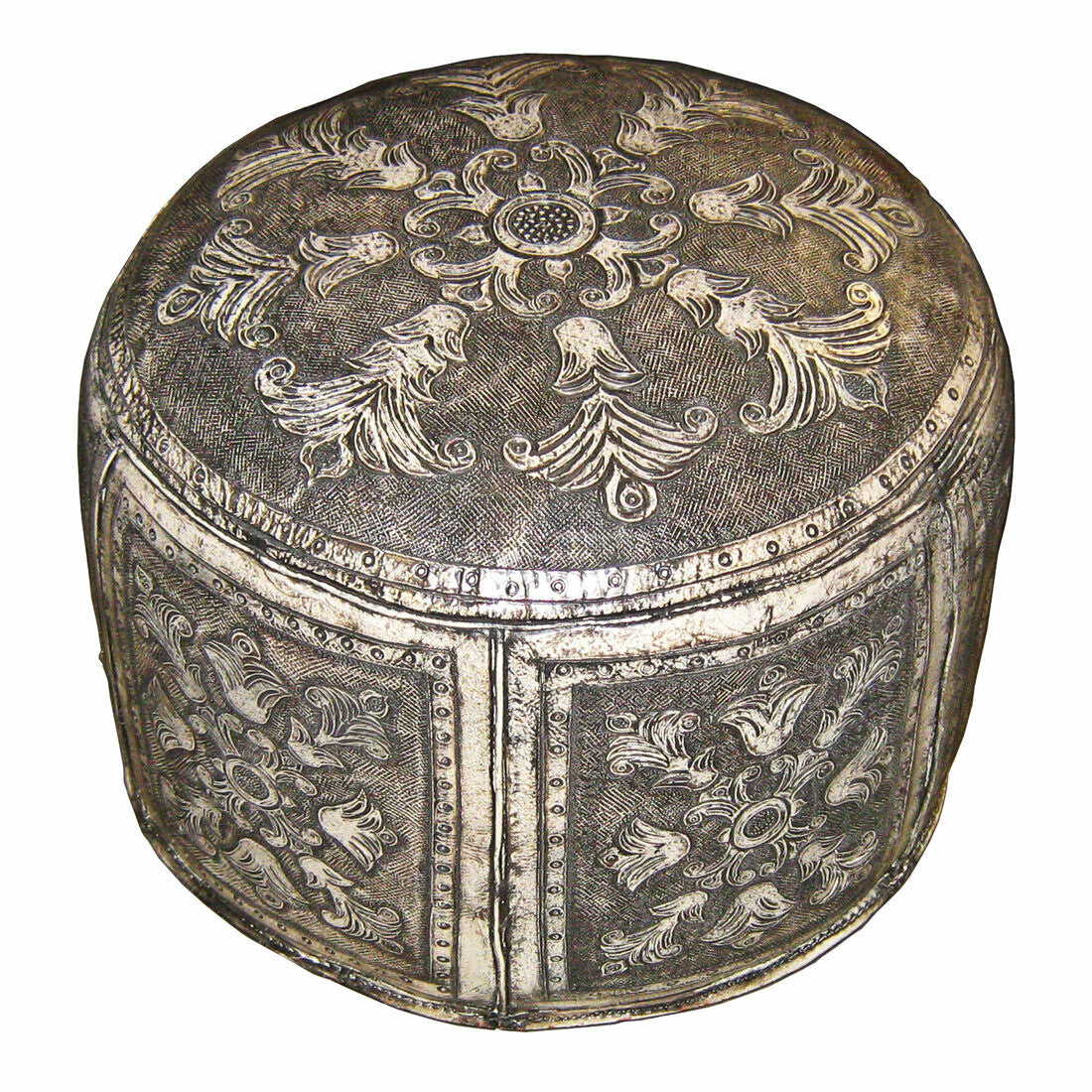 Ash Flowers Round Ottoman - OVERSTOCK