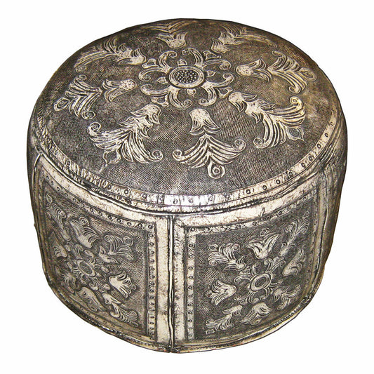 Ash Flowers Round Ottoman - OVERSTOCK