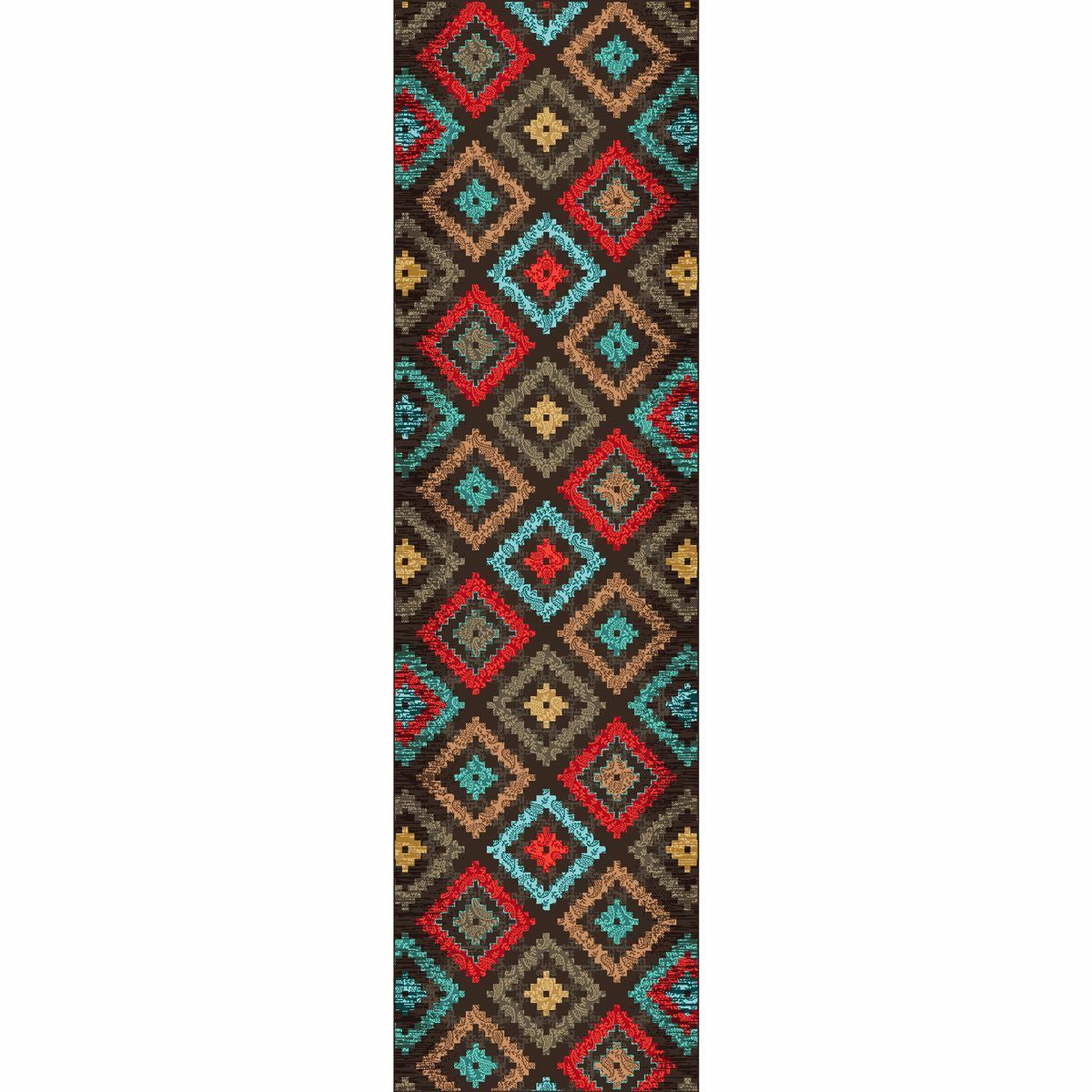 Diamond Dance Turquoise Rug - 2 x 8