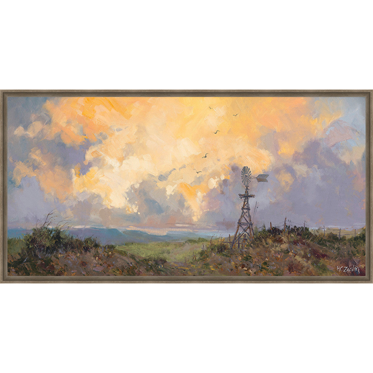 Western Windmill Framed Canvas