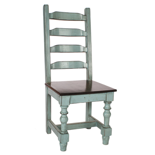 Chocolate and Light Turquoise Buganda Side Chair