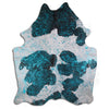 Metallic Blue & Black Cowhide Rug - Medium