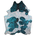 Metallic Blue & Black Cowhide Rug - Medium