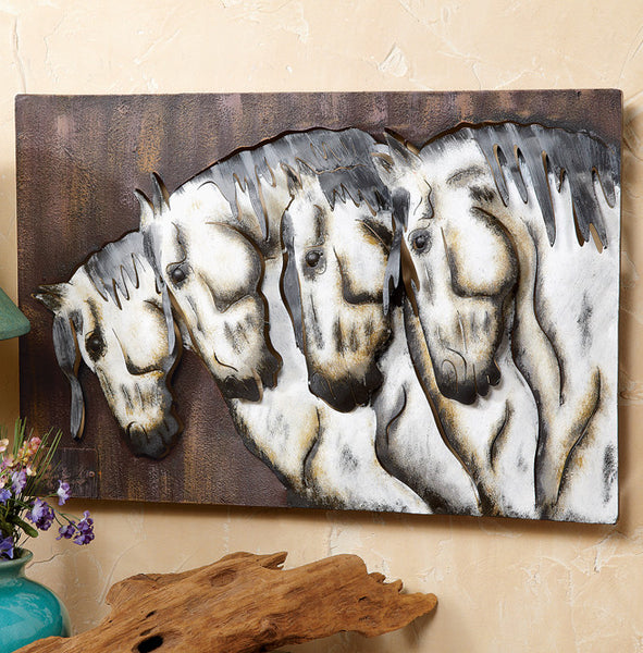 Four Horses Metal Wall Hanging