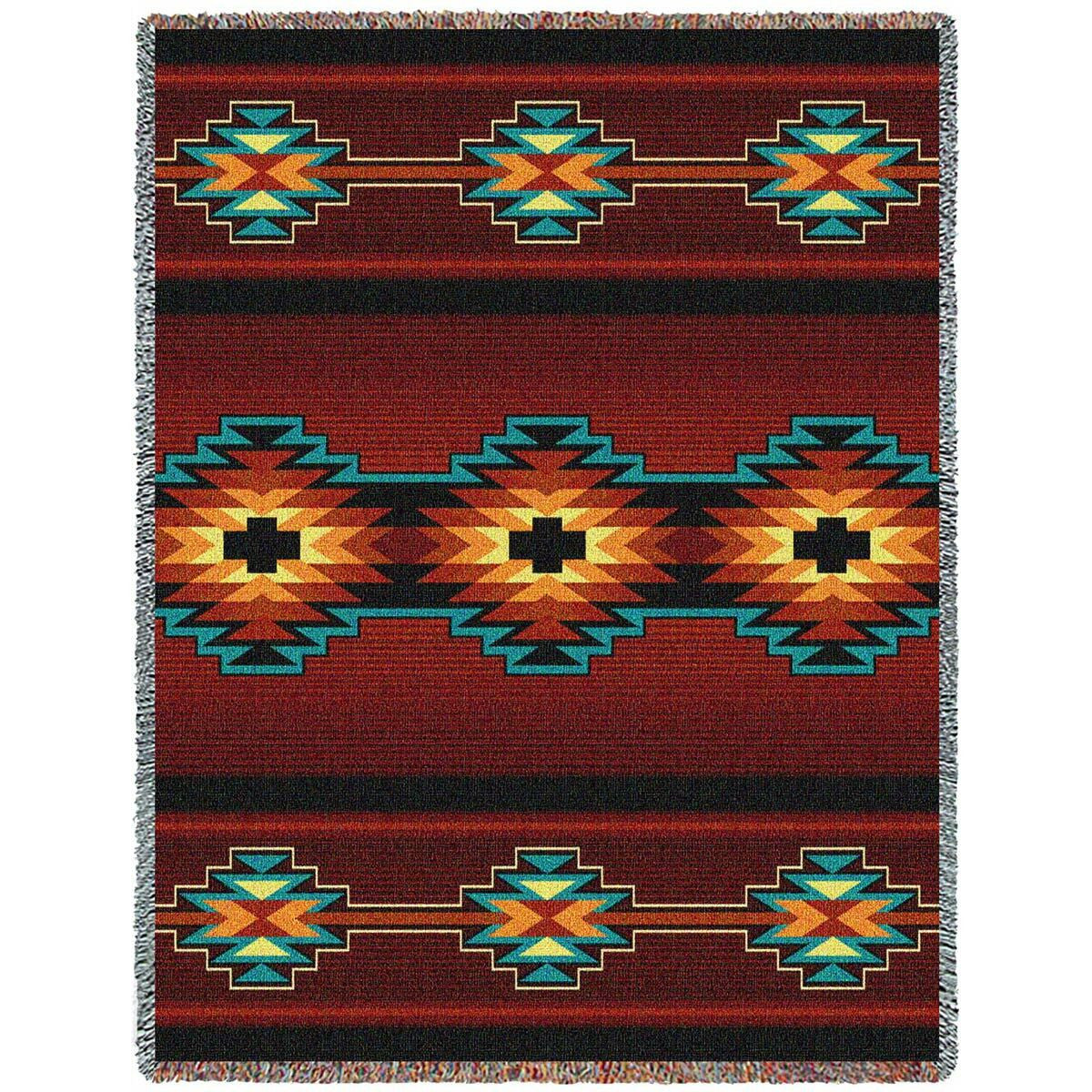 Southwest Geometric Deep Red Throw