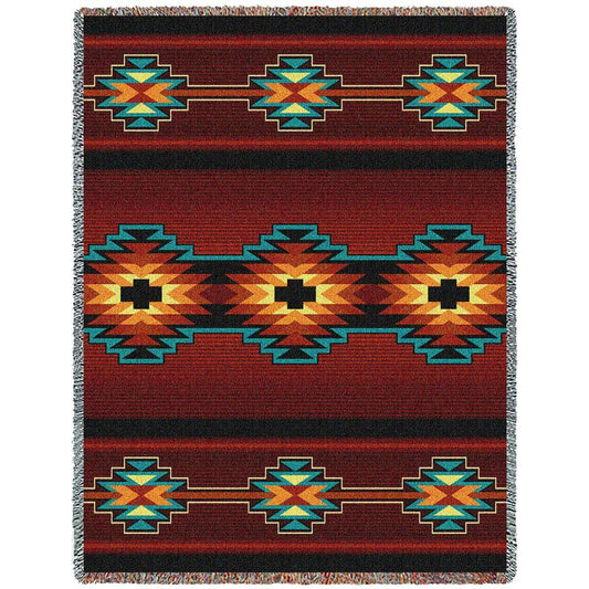 Southwest Geometric Deep Red Throw