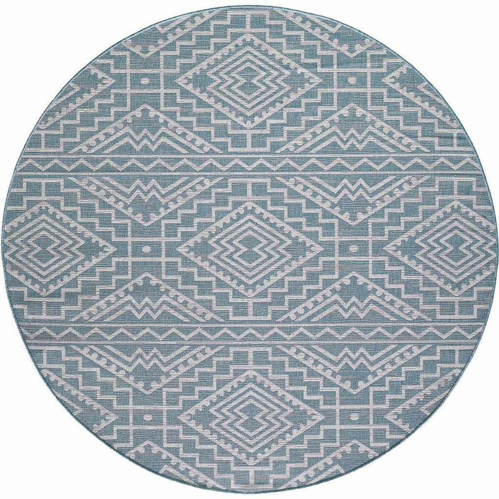 Chandler Aqua Indoor/Outdoor Rug - 8 Ft. Round