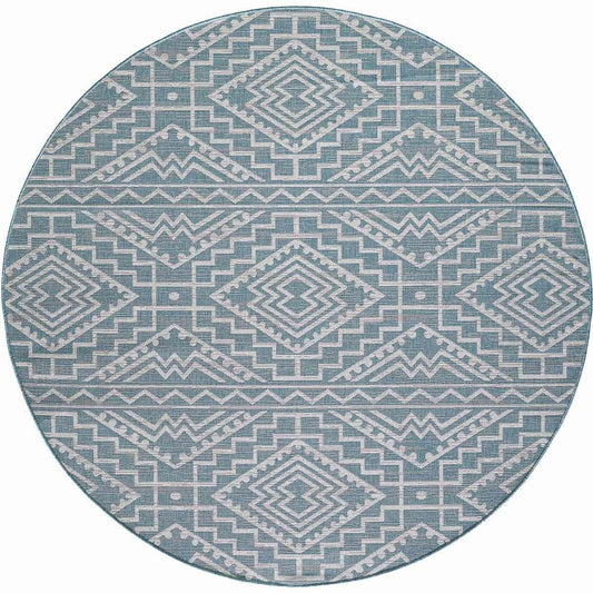 Chandler Aqua Indoor/Outdoor Rug - 8 Ft. Round