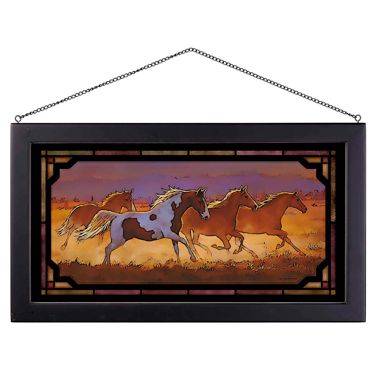 Sun Glow Stampede Stained Glass Art