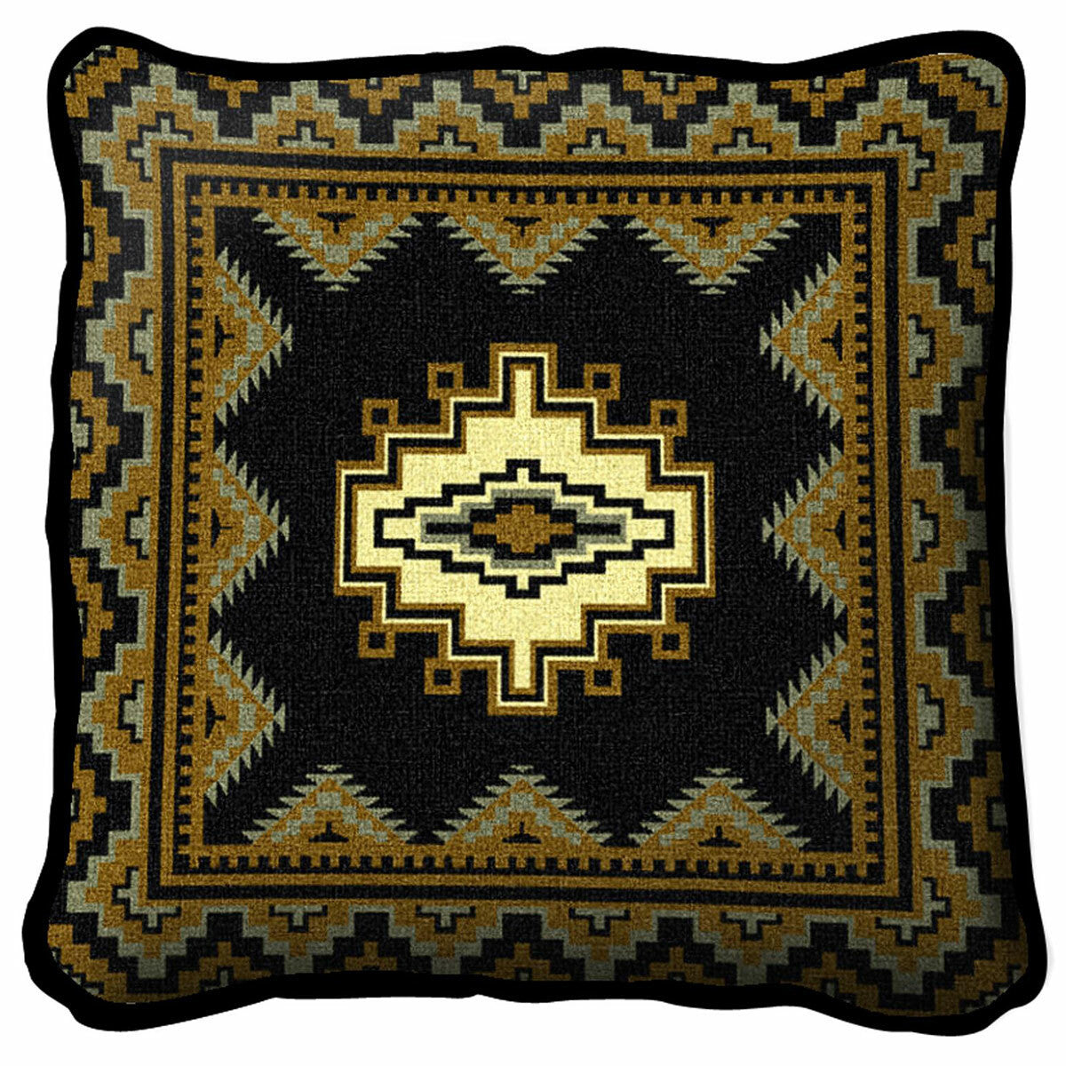 Southwest Sampler Black and Gold Pillow Cover